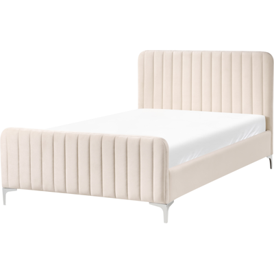 Beliani Sänky sametti LUNAN 120 x 200 cm Vaaleanbeige Beliani Sänky sametti LUNAN 120 x 200 cm Vaaleanbeige
