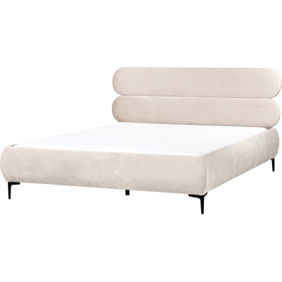 Beliani Sänky sametti LESSAY 180 x 200 cm Vaaleanbeige Beliani Sänky sametti LESSAY 180 x 200 cm Vaaleanbeige
