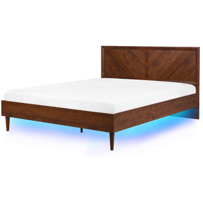 Beliani Sänky LED-valoilla MIALET 180 x 200 cm Tummanruskea Beliani Sänky LED-valoilla MIALET 180 x 200 cm Tummanruskea