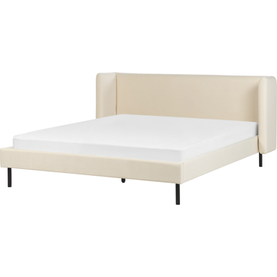 Beliani Sänky ARETTE - Velourvaaleanbeige - EU King Size - Sänky Beliani Sänky ARETTE - Velourvaaleanbeige - EU King Size - Sänky