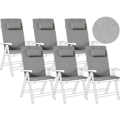 Beliani Selkä-/istuintyynysetti 6 kpl JAVA/AMANTEA PREMIUM 50 x 70 cm Meleerattu harmaa Beliani Selkä-/istuintyynysetti 6 kpl JAVA/AMANTEA PREMIUM 50 x 70 cm Meleerattu harmaa