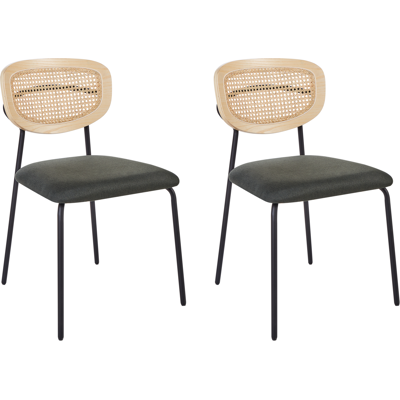 Beliani Tummanvihreät ruokailutuolit - Rattan & Polyester Beliani Tummanvihreät ruokailutuolit - Rattan & Polyester