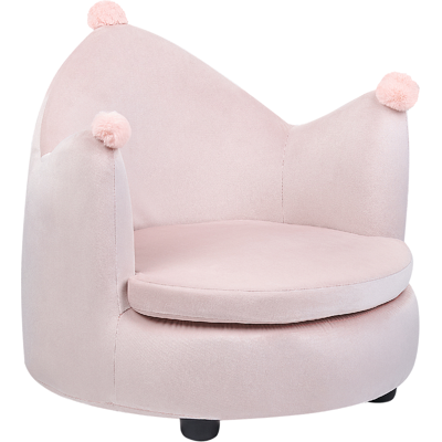 Beliani Pastel Pink Samettiverho Lasten Kuningatar Tuoli - Tuoli Beliani Pastel Pink Samettiverho Lasten Kuningatar Tuoli - Tuoli