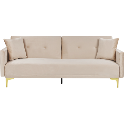 Beliani Vuodesohva Beigen Sametti 3-paikkainen - Sofa Bed Beliani Vuodesohva Beigen Sametti 3-paikkainen - Sofa Bed