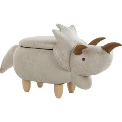 Beliani Eläinjakkara säilytystilalla TRICERATOPS kangas Vaaleanharmaa Beliani Eläinjakkara säilytystilalla TRICERATOPS kangas Vaaleanharmaa
