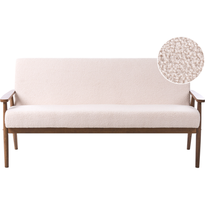 Beliani Sohva 3-istuttava ESRUM buklee Tummanruskea/beige Beliani Sohva 3-istuttava ESRUM buklee Tummanruskea/beige