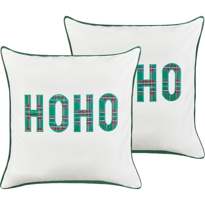 Beliani Koristetyynysetti 2 kpl JOYCANDY puuvilla 45 x 45 cm Valkoinen Joulukuvio Beliani Koristetyynysetti 2 kpl JOYCANDY puuvilla 45 x 45 cm Valkoinen Joulukuvio