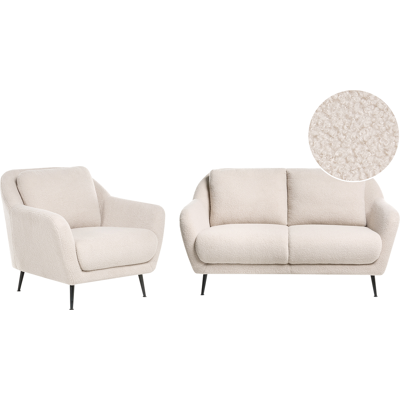 Beliani Sohvaryhmä 3-istuttava EIBY buklee Beige Beliani Sohvaryhmä 3-istuttava EIBY buklee Beige