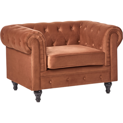Beliani Nojatuoli CHESTERFIELD Sametti Kullanruskea Beliani Nojatuoli CHESTERFIELD Sametti Kullanruskea
