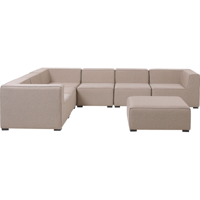 Beliani Ulkokulmasohva ja rahi 7-istuttava AREZZO Oikea modulaarinen Beige Beliani Ulkokulmasohva ja rahi 7-istuttava AREZZO Oikea modulaarinen Beige