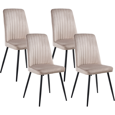 Beliani Ruokatuolisetti 4 kpl KIRBY sametti Beige Beliani Ruokatuolisetti 4 kpl KIRBY sametti Beige