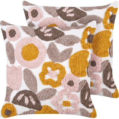 Beliani Setti 2 koristepäällisiä - Monivärinen Kukallinen 45x45cm Beliani Setti 2 koristepäällisiä - Monivärinen Kukallinen 45x45cm