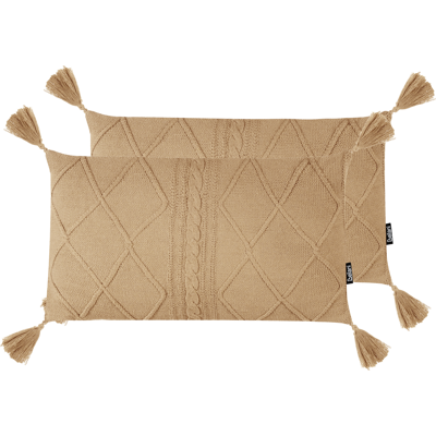 Beliani Koristetyynysetti 2 kpl CAESIA puuvilla 30 x 50 cm Beige Hillitty Beliani Koristetyynysetti 2 kpl CAESIA puuvilla 30 x 50 cm Beige Hillitty