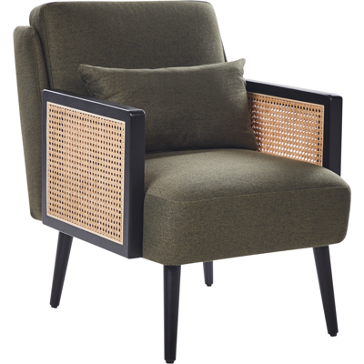Beliani Vankka Tuoli Vihreässä ja Mustassa Rungossa Polyesteriä Puurunko Rattan Punos Puujalat Muoviset Jalat Päällinen - Tuoli Beliani Vankka Tuoli Vihreässä ja Mustassa Rungossa Polyesteriä Puurunko Rattan Punos Puujalat Muoviset Jalat Päällinen - Tuoli