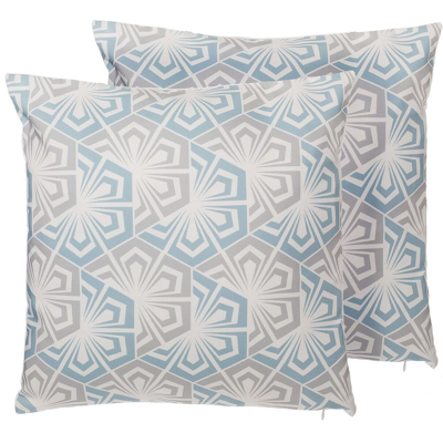 Beliani Setti 2 koristepillowille - Sininen ja harmaa kukkakuvio 45 x 45 cm Beliani Setti 2 koristepillowille - Sininen ja harmaa kukkakuvio 45 x 45 cm