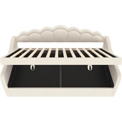 KOMHTOM Hydraulinen vuodesohva 90x200 cm, LED-valonauhalla, beige KOMHTOM Hydraulinen vuodesohva 90x200 cm, LED-valonauhalla, beige
