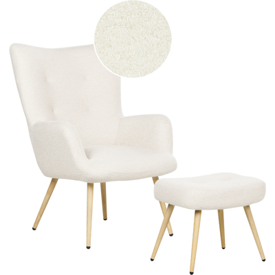 Beliani VEJLE Wingback-nojatuoli ja jalkapöytä - Tuoli Beliani VEJLE Wingback-nojatuoli ja jalkapöytä - Tuoli