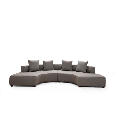 Norda Design Tyylikäs harmaa kulmasohva, pyökkirunko, 360 x 105 cm, 4 tyynyä, kuivapesunkestävä kangas, skandinaavinen muotoilu Norda Design Tyylikäs harmaa kulmasohva, pyökkirunko, 360 x 105 cm, 4 tyynyä, kuivapesunkestävä kangas, skandinaavinen muotoilu