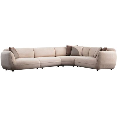 Norda Design Elegantti kerma-sävyinen kulmasohva, 335x240 cm, 100 % polyesteri, 28 DNS-vaahto, puujalat Tyylikäs ja mukava Norda Design Elegantti kerma-sävyinen kulmasohva, 335x240 cm, 100 % polyesteri, 28 DNS-vaahto, puujalat Tyylikäs ja mukava