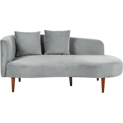 Beliani Chaise Lounge Vaaleanharmaa Sametti Polyester Verhoilu - Huonekalut Olohuoneeseen Beliani Chaise Lounge Vaaleanharmaa Sametti Polyester Verhoilu - Huonekalut Olohuoneeseen
