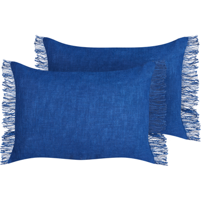Beliani Koristetyynysetti 2 kpl MABA puuvilla 50 x 35 cm Laivastonsininen Hillitty Beliani Koristetyynysetti 2 kpl MABA puuvilla 50 x 35 cm Laivastonsininen Hillitty