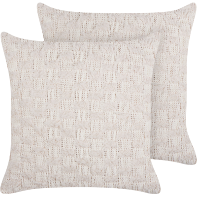 Beliani Beigen Väriiset Tyynyt - 2 Käsintehtyä Knitted Koristetyynyt - Kodin Mukavuus Beliani Beigen Väriiset Tyynyt - 2 Käsintehtyä Knitted Koristetyynyt - Kodin Mukavuus