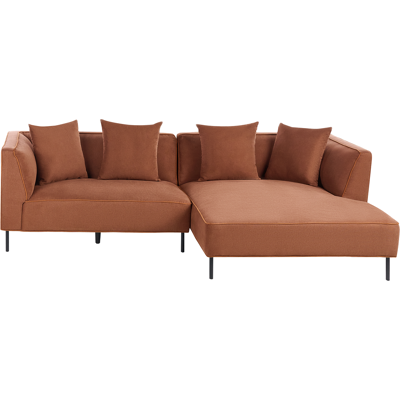 Beliani Kulmasohva 3-istuttava SATER kangas Ruskea Vasen Beliani Kulmasohva 3-istuttava SATER kangas Ruskea Vasen