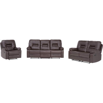 Beliani Olohuoneen Setti - Säädettävä Faux Leather - 3 Istuttava & 2 Istuttava - Ruskea Beliani Olohuoneen Setti - Säädettävä Faux Leather - 3 Istuttava & 2 Istuttava - Ruskea