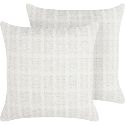 Beliani Setti 2 Tyynyä DOURIS Ruudullinen 45 x 45 cm Vaaleanbeige - Tyynyt Beliani Setti 2 Tyynyä DOURIS Ruudullinen 45 x 45 cm Vaaleanbeige - Tyynyt