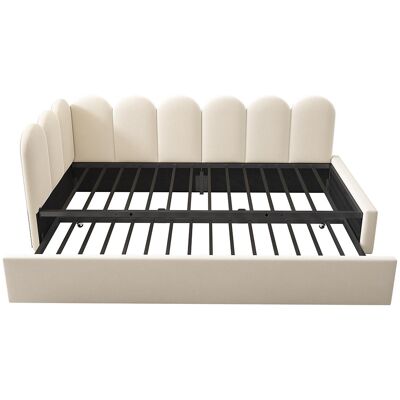 KOMHTOM Vuodesohva 90x200 cm ulosvedettävällä varavuoteella - Beige KOMHTOM Vuodesohva 90x200 cm ulosvedettävällä varavuoteella - Beige