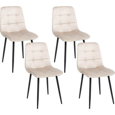 Beliani Ruokatuolisetti 4 kpl POWELL sametti Beige Beliani Ruokatuolisetti 4 kpl POWELL sametti Beige