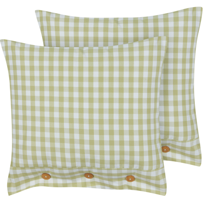 Beliani Olive Green White Chequered Cushions Set of 2 - Cushions Beliani Olive Green White Chequered Cushions Set of 2 - Cushions