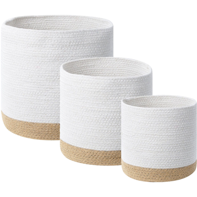 Set 3 kori puuvillasta ja juteista - Boho säilytyskorit Set 3 kori puuvillasta ja juteista - Boho säilytyskorit
