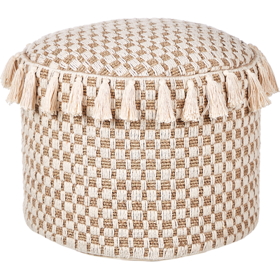 Beliani Pouf PIRAK Beige Puuvilla 50cm - Pöytä Beliani Pouf PIRAK Beige Puuvilla 50cm - Pöytä