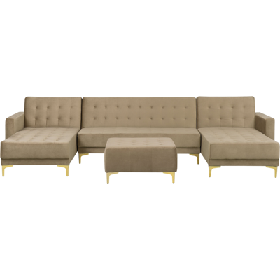 Kulmikas U-muotoinen vuodesohva Sand Beige Sametti - Beliani Kulmikas U-muotoinen vuodesohva Sand Beige Sametti - Beliani