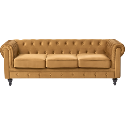 Beliani Sohva 3-istuttava CHESTERFIELD Sametti Kulta Beliani Sohva 3-istuttava CHESTERFIELD Sametti Kulta