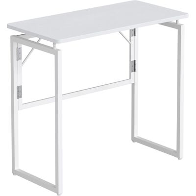 Songmics tietokonepöytä, 31.7 × 15.9 × 29.3 tuumaa, kokoontaitettava, mattavalkoinen Songmics tietokonepöytä, 31.7 × 15.9 × 29.3 tuumaa, kokoontaitettava, mattavalkoinen