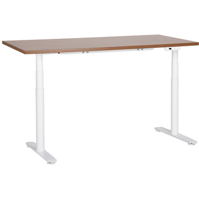 Beliani Sähkösäädettävä työpöytä DESTINAS Ruskea/valkoinen 160 cm 72 cm Beliani Sähkösäädettävä työpöytä DESTINAS Ruskea/valkoinen 160 cm 72 cm