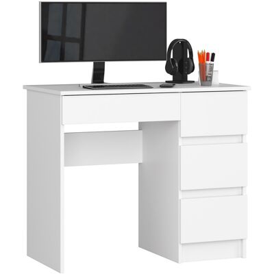 Akord Kirjoituspöytä 3 Laatikkoinen Oikea Valkoinen 90x50x77 Akord Kirjoituspöytä 3 Laatikkoinen Oikea Valkoinen 90x50x77