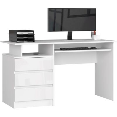 Akord Kirjoituspöytä 3 laatikkoa Valkoinen/Valkoinen Kiiltävä 135x60x77 Akord Kirjoituspöytä 3 laatikkoa Valkoinen/Valkoinen Kiiltävä 135x60x77