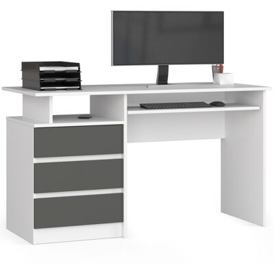 Akord Kirjoituspöytä 3 laatikkoa Valkoinen/Harmaa Grafiitti 135x60x77 Akord Kirjoituspöytä 3 laatikkoa Valkoinen/Harmaa Grafiitti 135x60x77