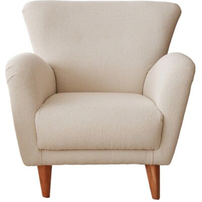 Norda Design Elegantti siipituoli, valkoinen teddy-kangas, 85 x 85 x 82 cm 100% puinen runko, täydellinen moderniin asumiseen Norda Design Elegantti siipituoli, valkoinen teddy-kangas, 85 x 85 x 82 cm 100% puinen runko, täydellinen moderniin asumiseen