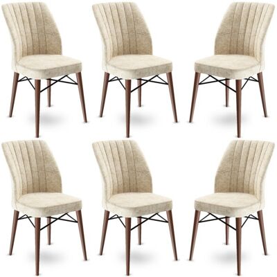 Norda Design Moderni tuolisarja (6 kpl), kerma ja ruskea, 45 cm leveys 100% metallirunko, puiset jalat Tyylikäs ja mukava muotoilu kotiin ja to... Norda Design Moderni tuolisarja (6 kpl), kerma ja ruskea, 45 cm leveys 100% metallirunko, puiset jalat Tyylikäs ja mukava muotoilu kotiin ja to...