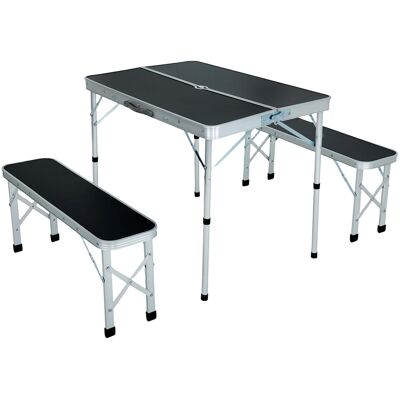 Akord Matkasetti Pöytä + 2 Penkkiä Musta 87x23x38 Akord Matkasetti Pöytä + 2 Penkkiä Musta 87x23x38