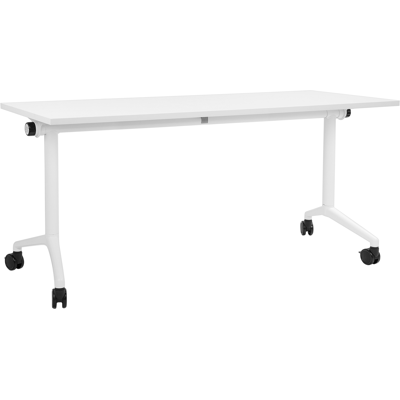 Beliani Taitettava työpöytä CAVI Valkoinen 160 cm 60 cm pyörillä Beliani Taitettava työpöytä CAVI Valkoinen 160 cm 60 cm pyörillä