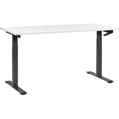 Beliani Manuaalisesti säädettävä työpöytä DESTINES Valkoinen/musta 160 cm 72 cm Beliani Manuaalisesti säädettävä työpöytä DESTINES Valkoinen/musta 160 cm 72 cm