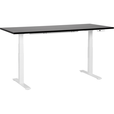 Beliani Sähkökäyttöinen Säädettävä Kirjoituspöytä - Musta Ylälevy ja Valkoinen Teräsrunko - 180x80cm - Moderni Muotoilu Beliani Sähkökäyttöinen Säädettävä Kirjoituspöytä - Musta Ylälevy ja Valkoinen Teräsrunko - 180x80cm - Moderni Muotoilu