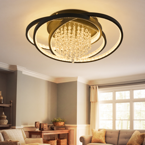 ZMH 3000K 40W LED-kattovalaisin, musta, lasinen kattovalaisin olohuoneeseen tai keittiöön ZMH 3000K 40W LED-kattovalaisin, musta, lasinen kattovalaisin olohuoneeseen tai keittiöön