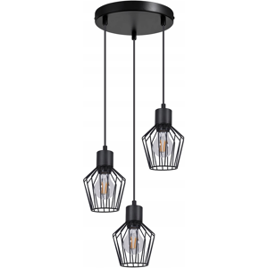 NETTLIFE Riippuvalaisin, 3-lamppuinen, pyöreä, musta, LED, E27, metalli, retro NETTLIFE Riippuvalaisin, 3-lamppuinen, pyöreä, musta, LED, E27, metalli, retro