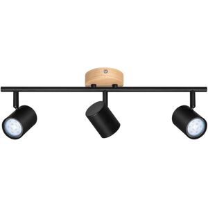 NETTLIFE LED - kattovalaisin 3 liekkiä - musta kattovalaisin GU10 kääntyvä kohdevalo puinen ilman lamppua NETTLIFE LED - kattovalaisin 3 liekkiä - musta kattovalaisin GU10 kääntyvä kohdevalo puinen ilman lamppua